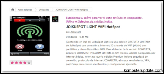 JoikuSpot LIGHT WiFi HotSpot, crea un punto de conexión WiFi con tu móvil Nokia